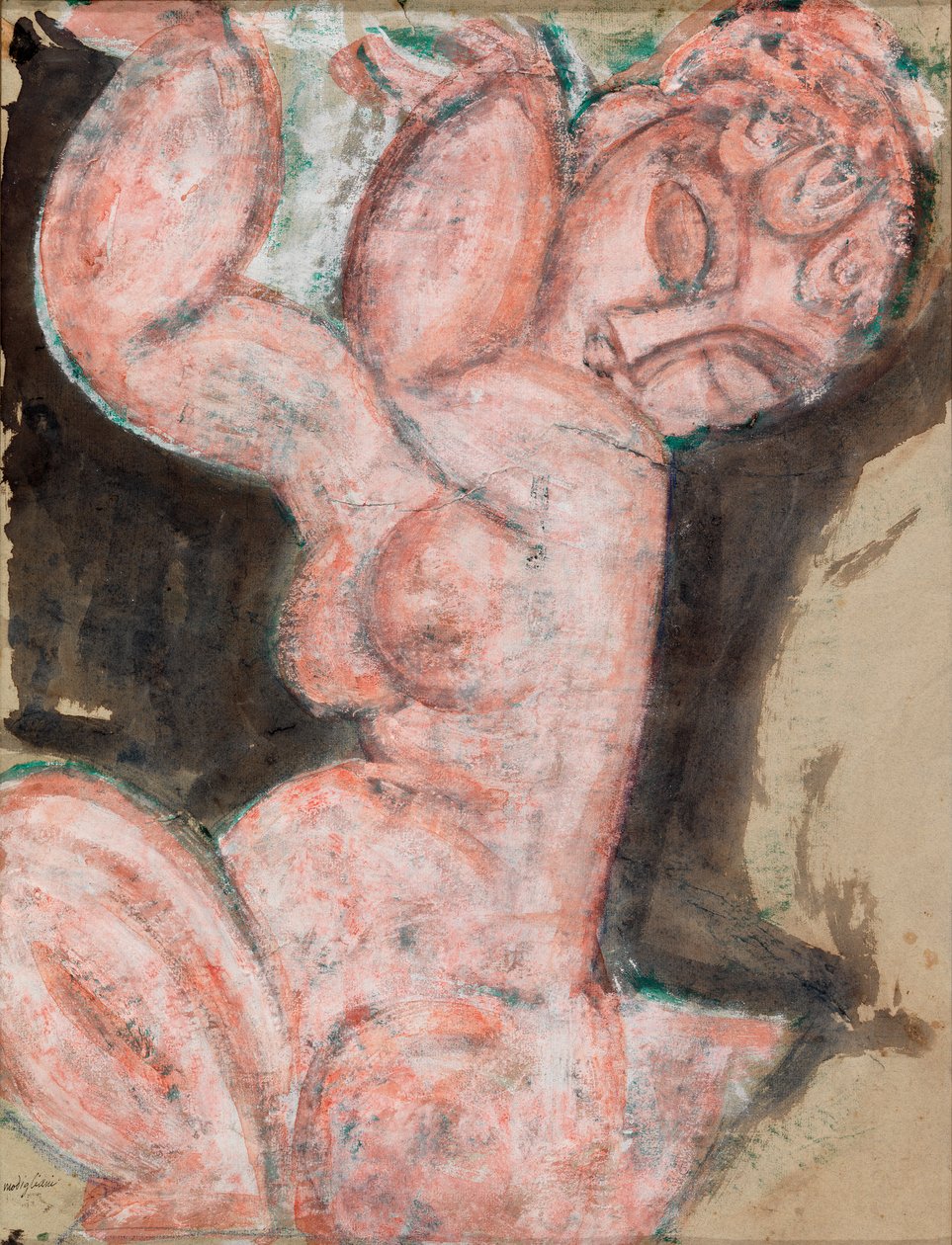 Růžový akt - karyatida od Amedeo Modigliani