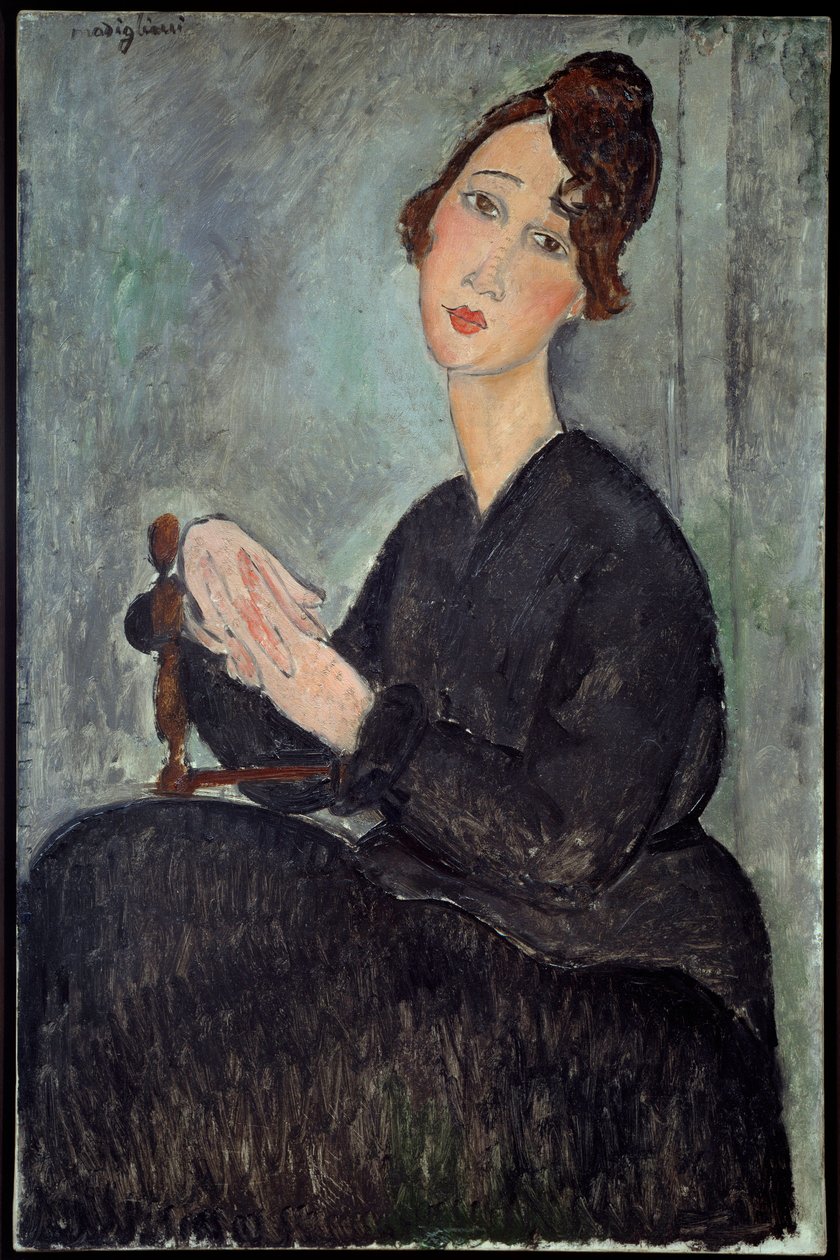 Portrét Dedie (Odette Hayden) Obraz Amedea Modiglianiho (1884-1920) 1918 Sun. 0,92x0,6 m - Paříž, musee national d