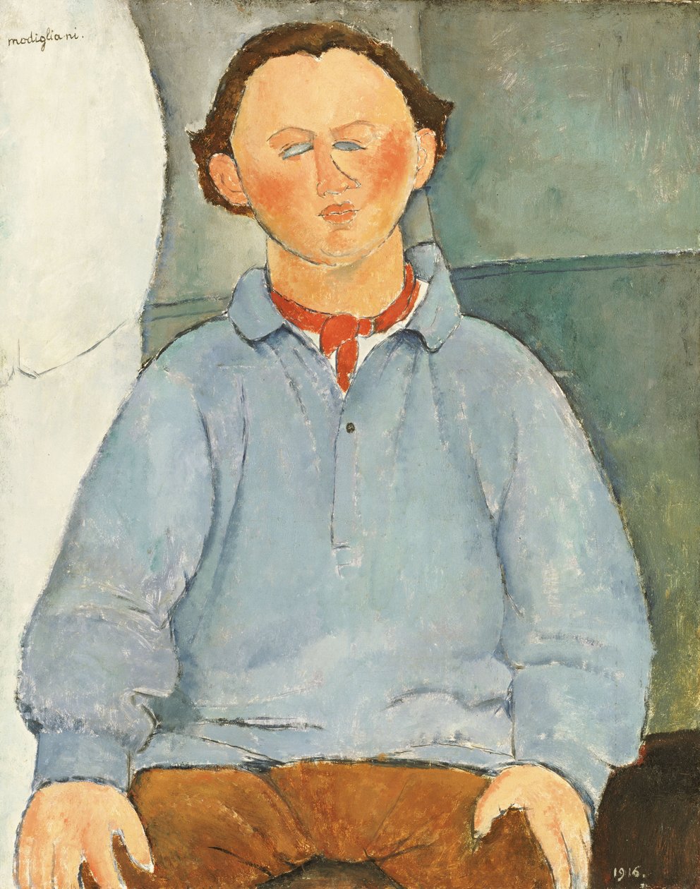 Portrét Oscara Miestchanioffa, kolem roku 1916 od Amedeo Modigliani