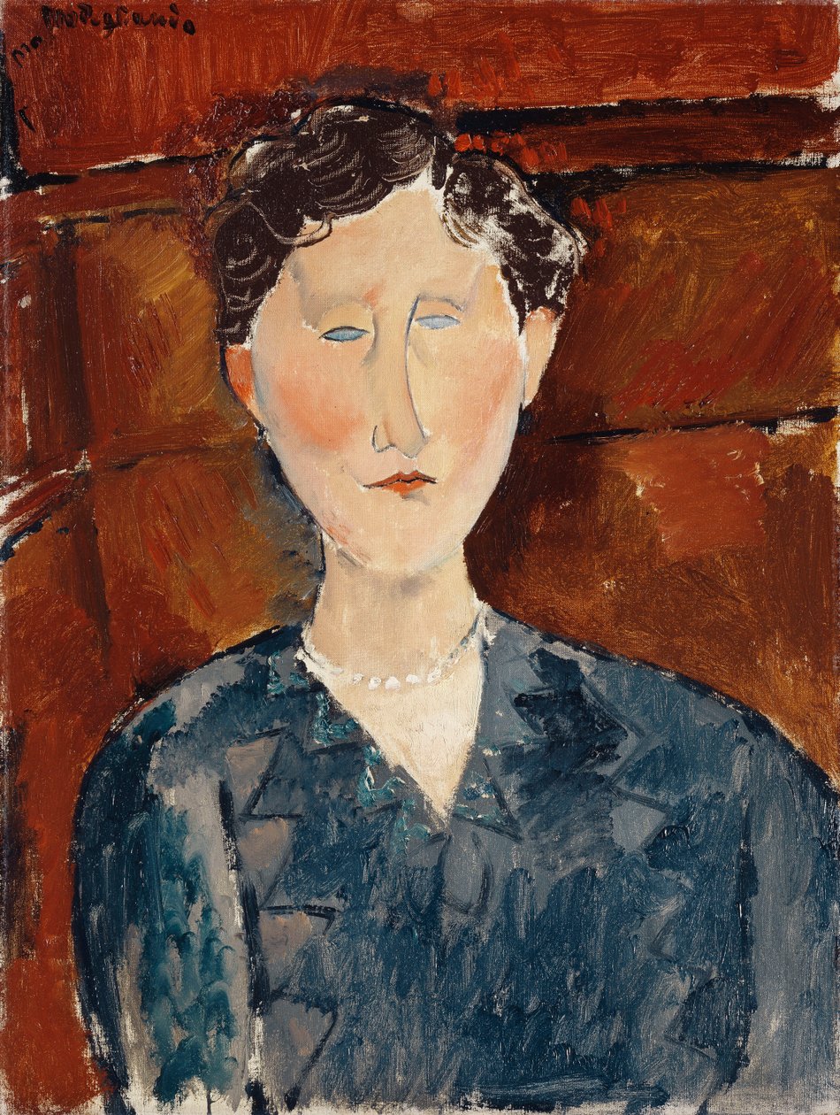 Portrét ženy v modré halence, kolem roku 1916 od Amedeo Modigliani