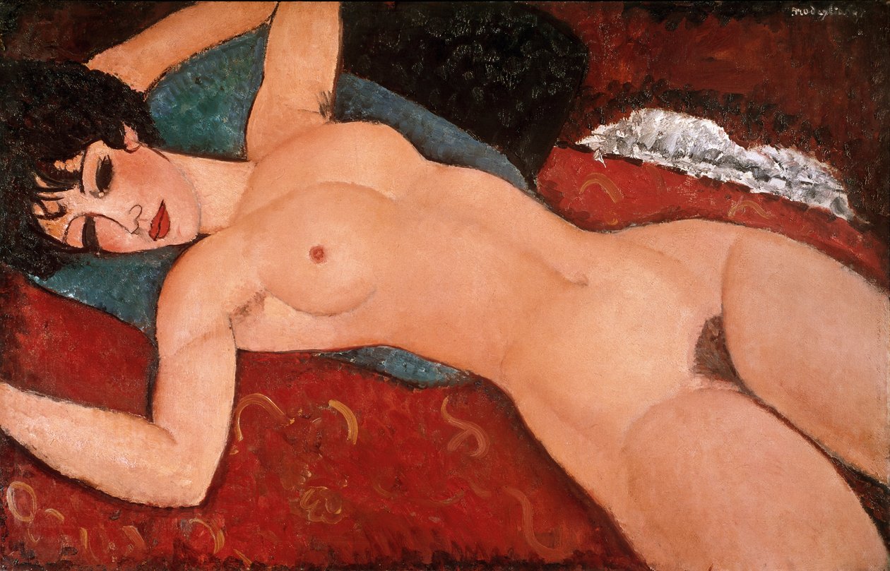 Ležící akt (červený akt) 1917-18 (olej na plátně) od Amedeo Modigliani