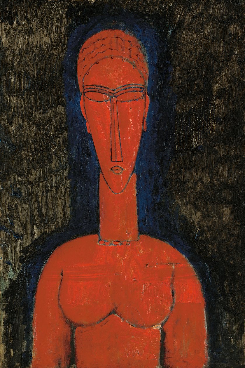 Červená busta, Caryatid, 1913 od Amedeo Modigliani