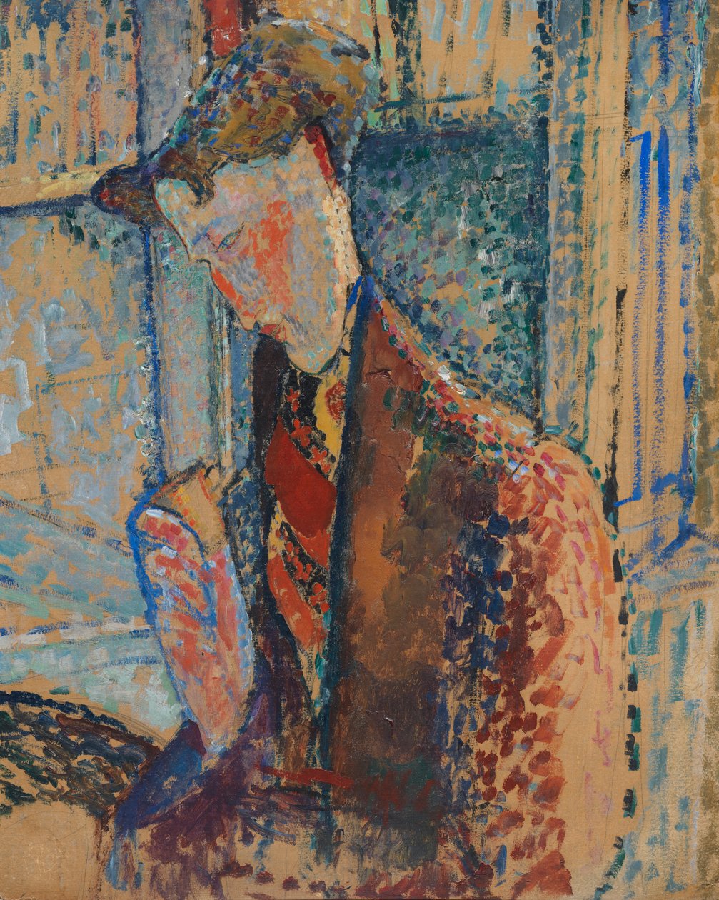 Reverie (studie k portrétu Franka Burtyho Havilanda), 1914 (olej a grafit na kartonu) od Amedeo Modigliani