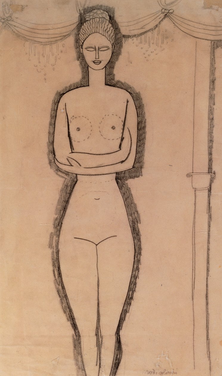Stojící akt (tužka na papíře) od Amedeo Modigliani