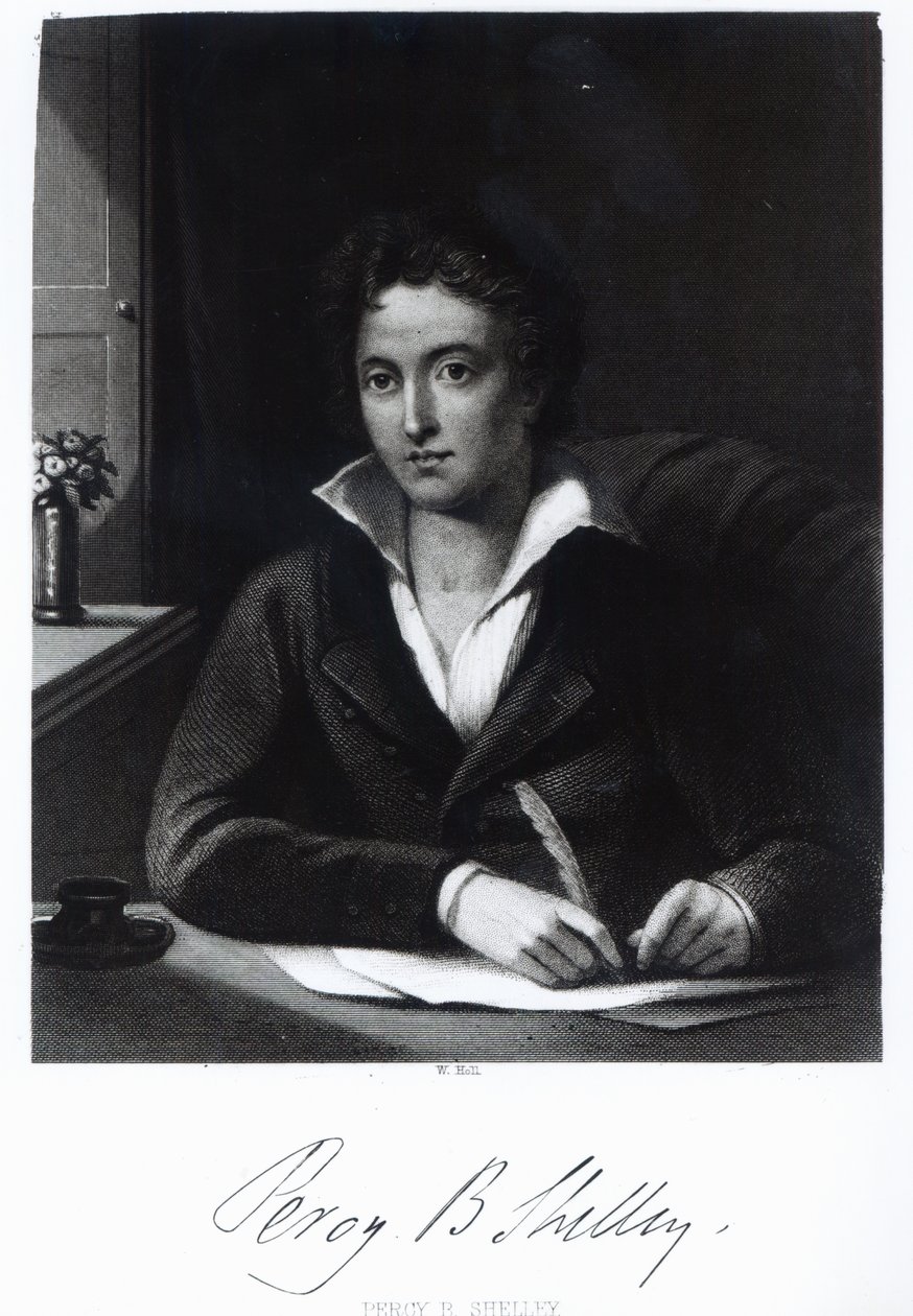 Percy Bysshe Shelley, rytý William Holl od Amelia Curran