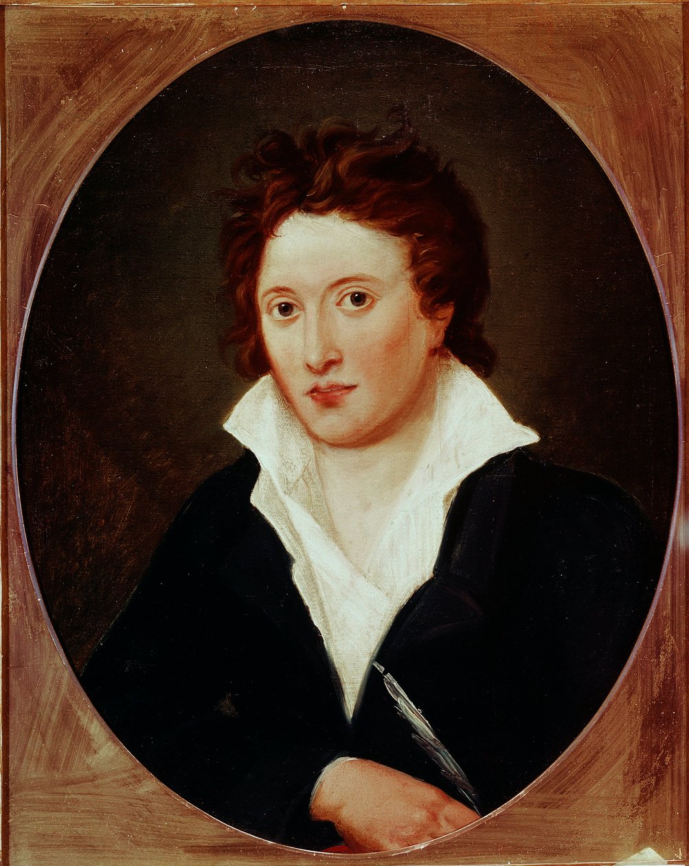 Portrét Percyho Bysshe Shelleyho britského básníka (1792-1822). Obraz Amelie CURRAN (1775-1847) od Amelia Curran