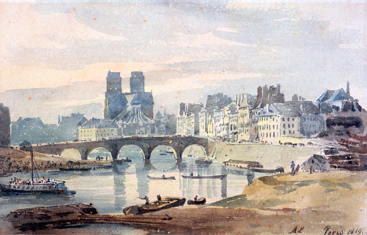 Notre-Dame de Paris z Ile Saint-Louis, 1819 od Amelia Long