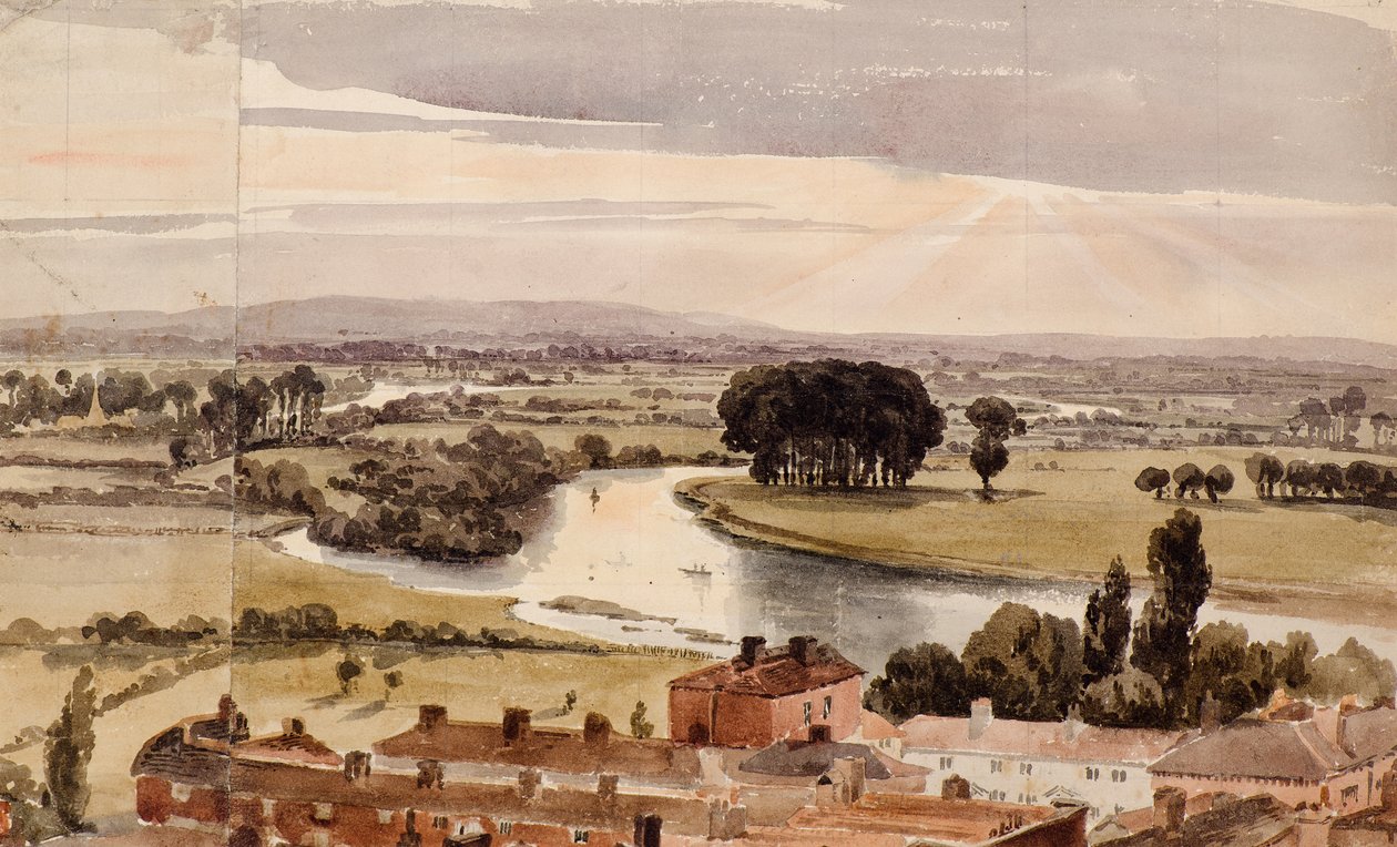 Panoramatický pohled na krajinu, cca 1804 (akvarel) od Amelia Long