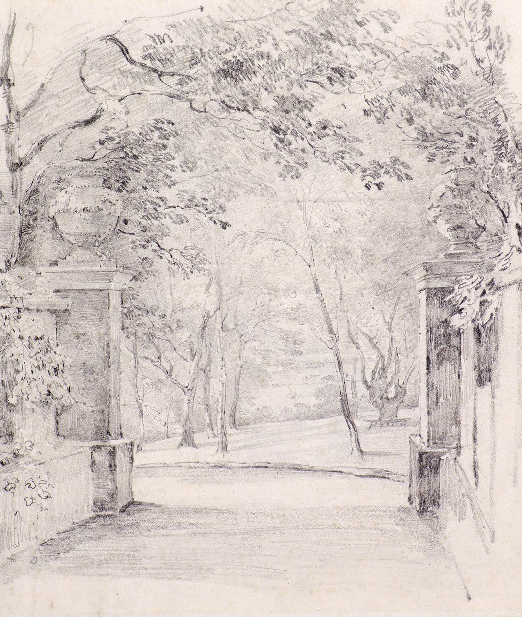Pohled od vchodu do Bromley, c.1810 (tužka) od Amelia Long
