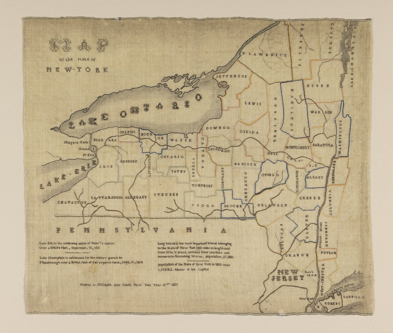 Mapa státu New York od American Elizabeth Ann Goldin