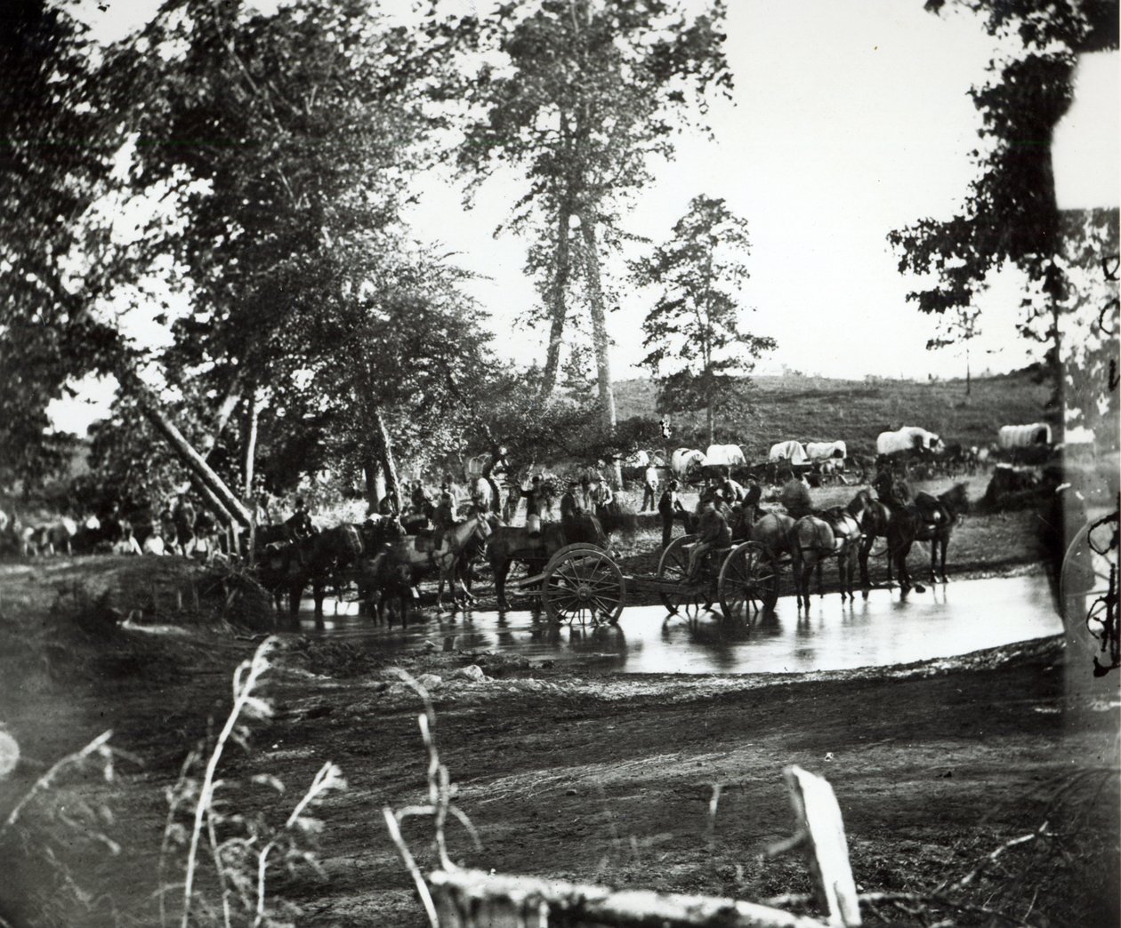 Federální baterie brodící přítok řeky Rappahannock v den bitvy, Cedar Mountain, Virginie, 9. srpna 1862 od American Photographer