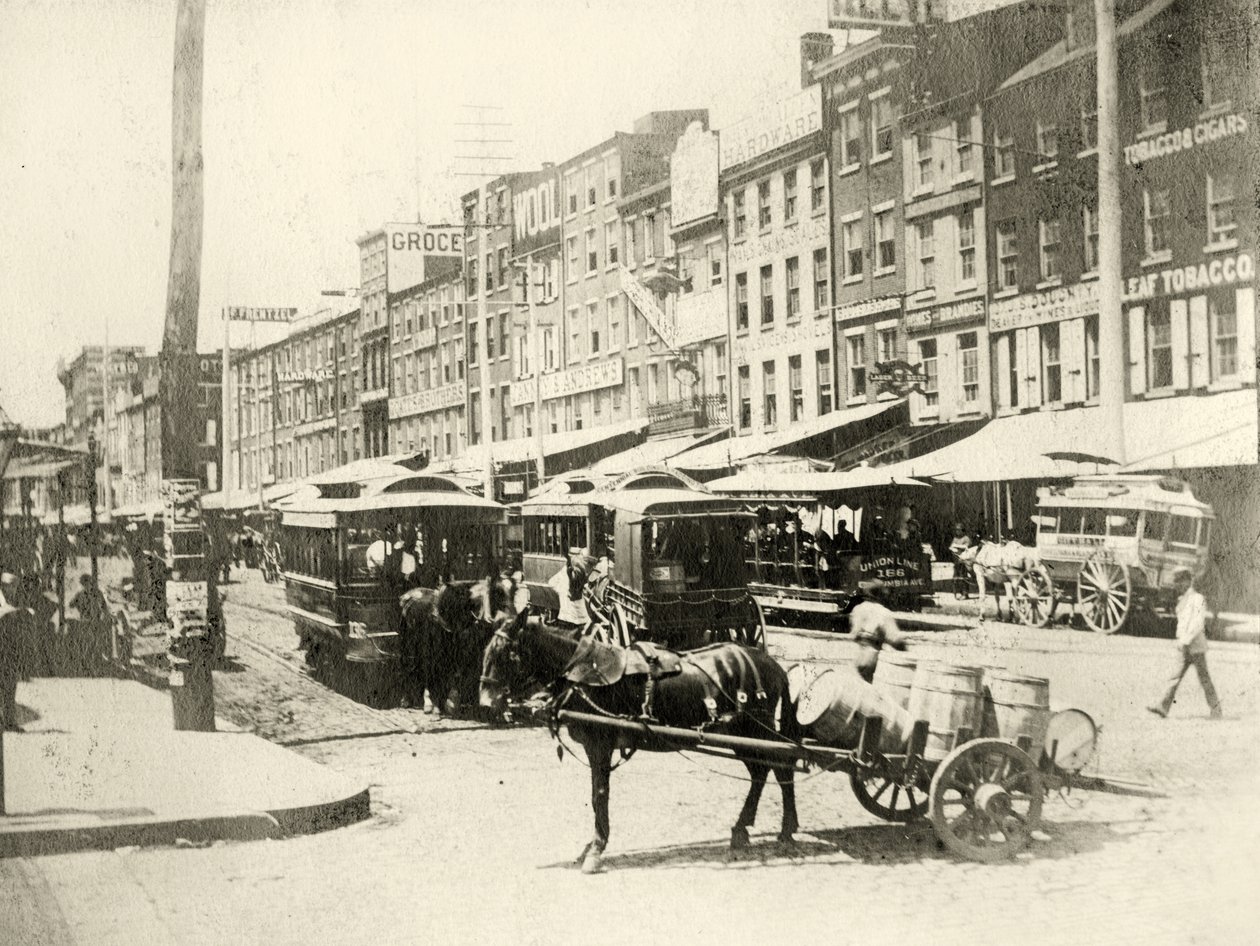 Přední a tržní ulice, 1881 (sépiový tisk) od American Photographer