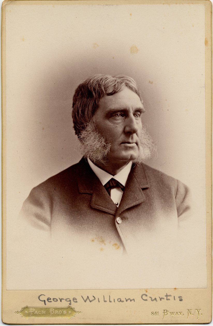 George William Curtis (1824-92), americký spisovatel; foto od Pach Brothers, New York (foto alba) od American Photographer