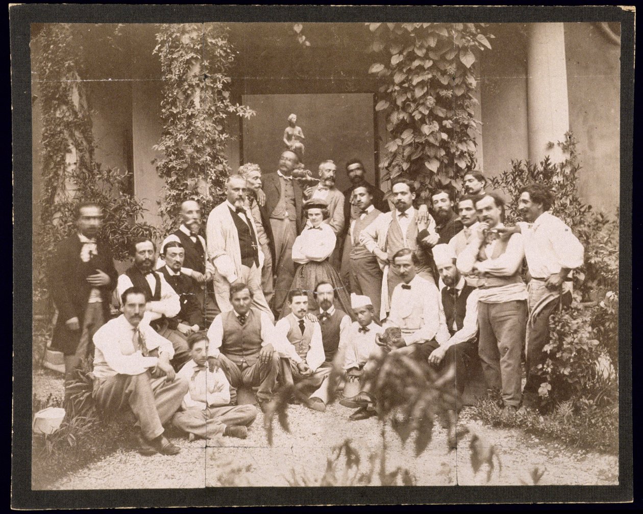 Harriet Hosmer (1830-1908) se svou sochou Fontána sirén, 1861 od American Photographer