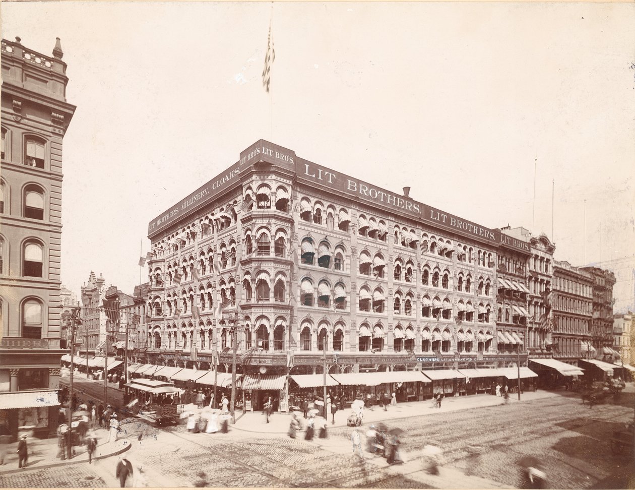 Lit Brothers, Market Street na 8. ulici, severovýchodní roh, 1898 od American Photographer