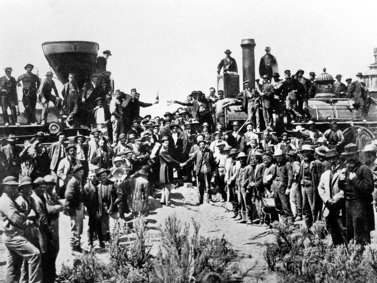 Setkání Union Pacific a Central Pacific Railways v Promontory Point, Omaha, 10. května 1869 od American Photographer
