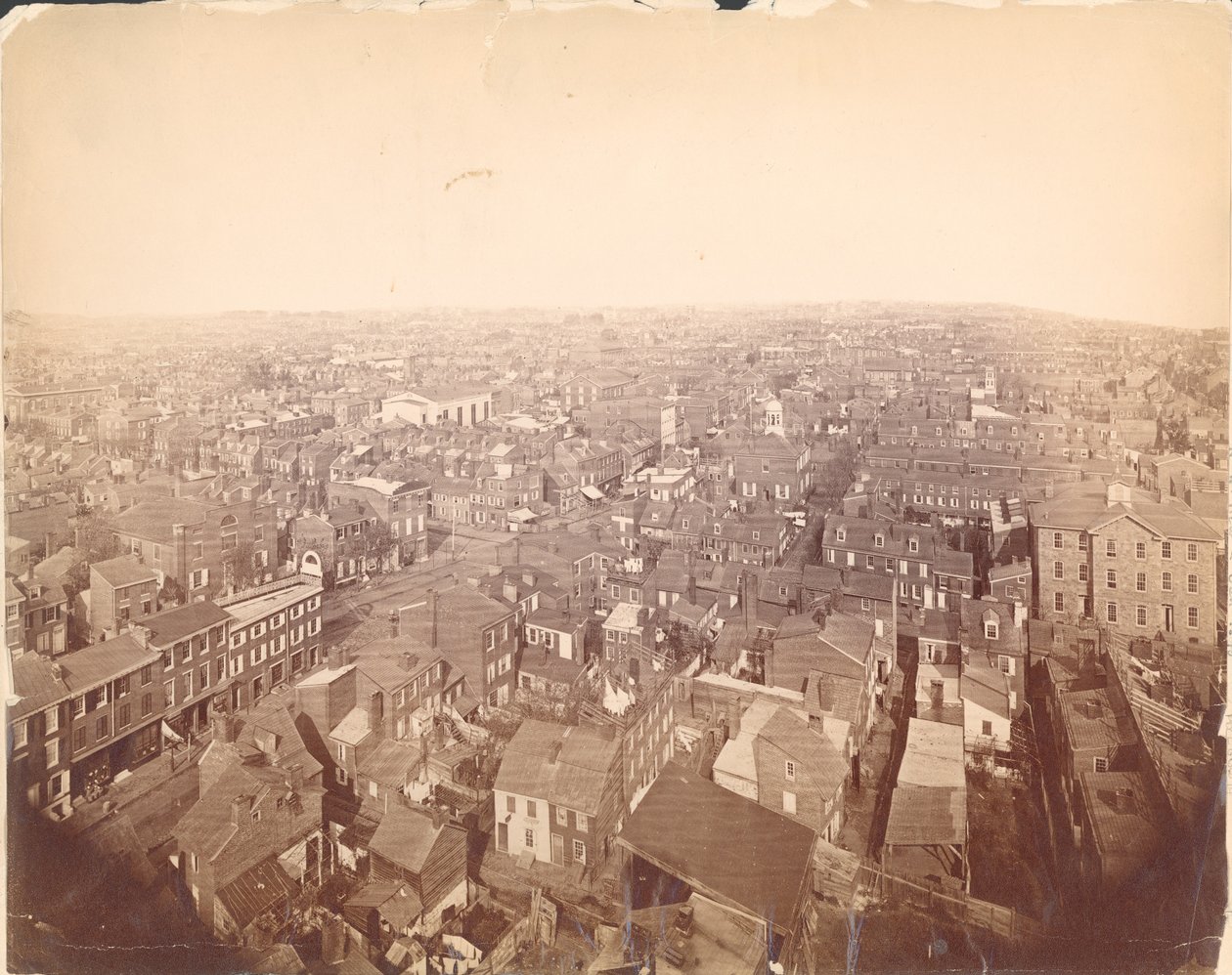 Panoráma z Philadelphie z věže Sparks shot, pohled na severozápad, 1870 (albumen tisk) od American Photographer