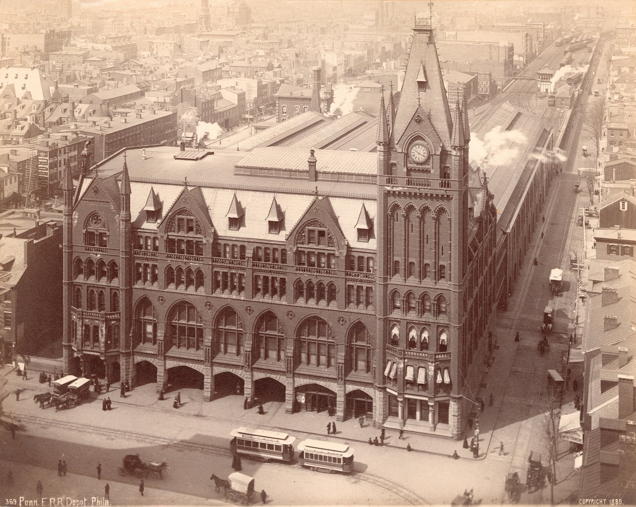 Pennsylvania Railroad Station, Market Street West na Penn Square, 1889 (tisk alba) od American Photographer