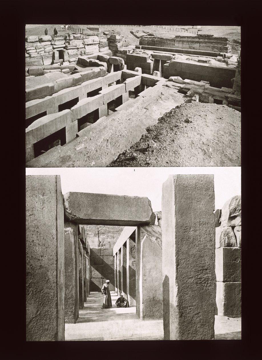 Dva pohledy na stupňovitou pyramidu v Meidum, 4. dynastie, Stará říše (skluzavka s lucernou) od American Photographer