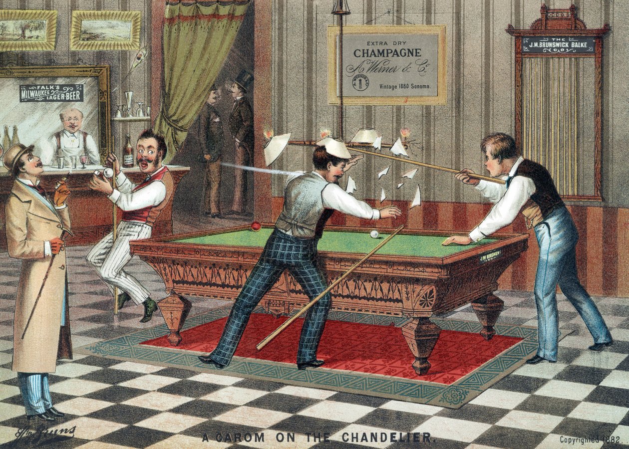 Karambol na lustru, hospoda. 1882 od American School