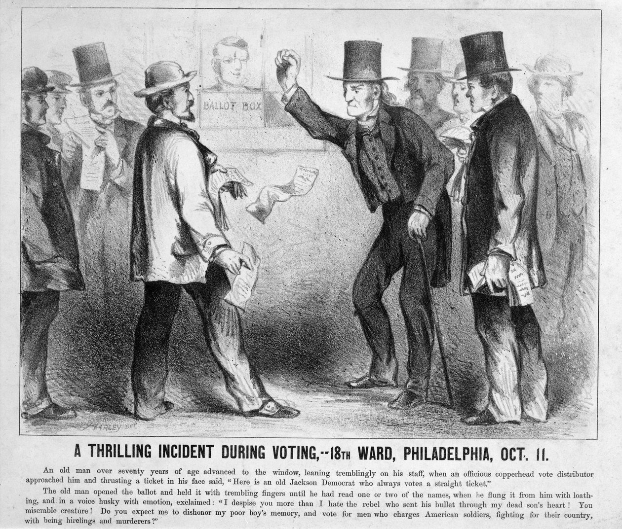 Vzrušující incident během hlasování, Philadelphia, c.1863 od American School