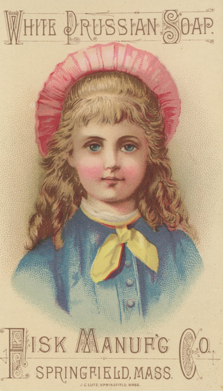 Reklama na Fisk Manufacturing Co. White Prussian Soap, cca 1880 (volour litho) od American School