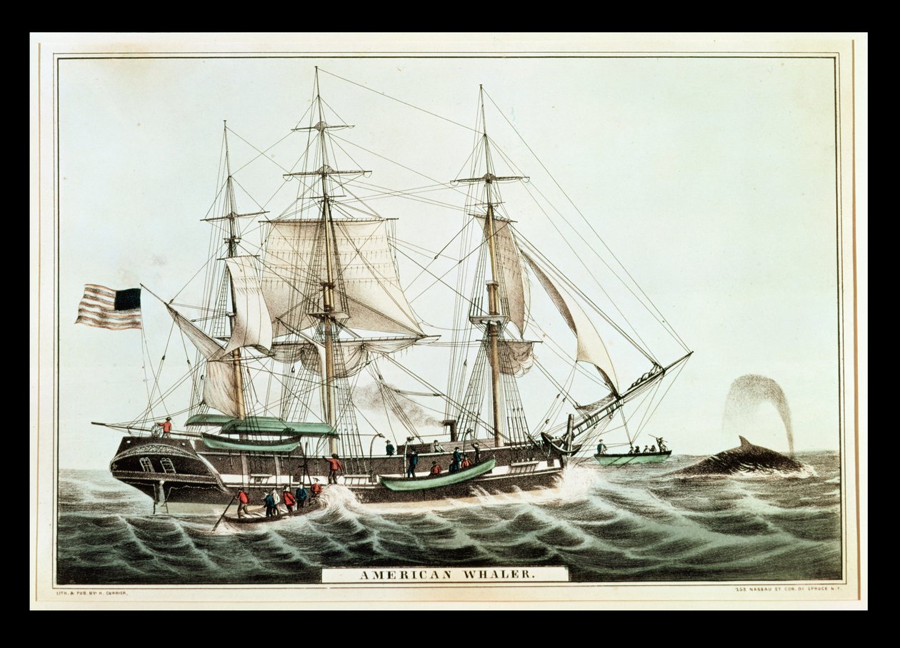 American Whaler, rytý Nathaniel Currier (1813-88) od American School
