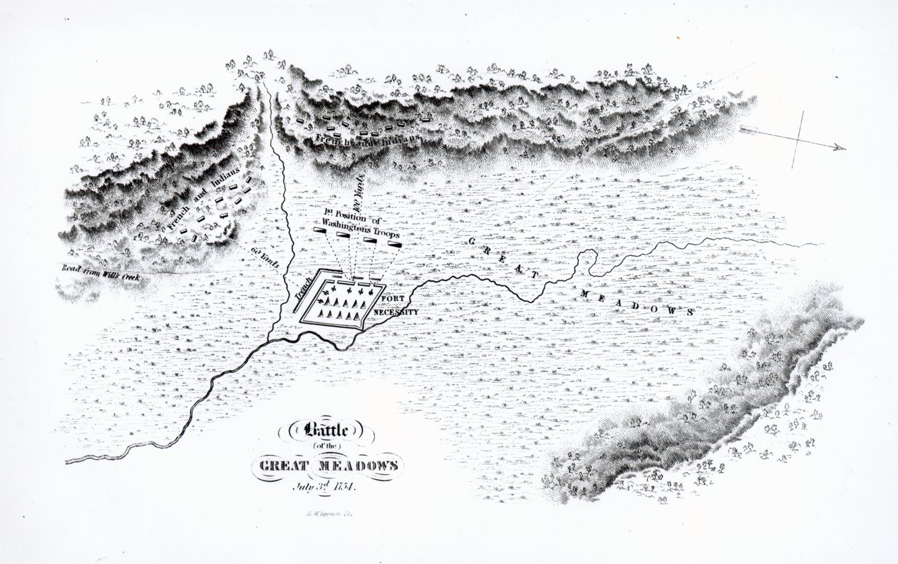Bitva na Velkých lukách, 3. července 1754 od American School