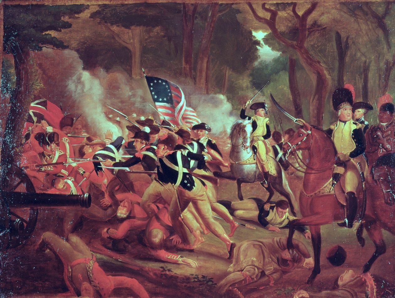 Plukovník William Washington v bitvě u Cowpens, Jižní Karolína, 17. ledna 1781 od American School
