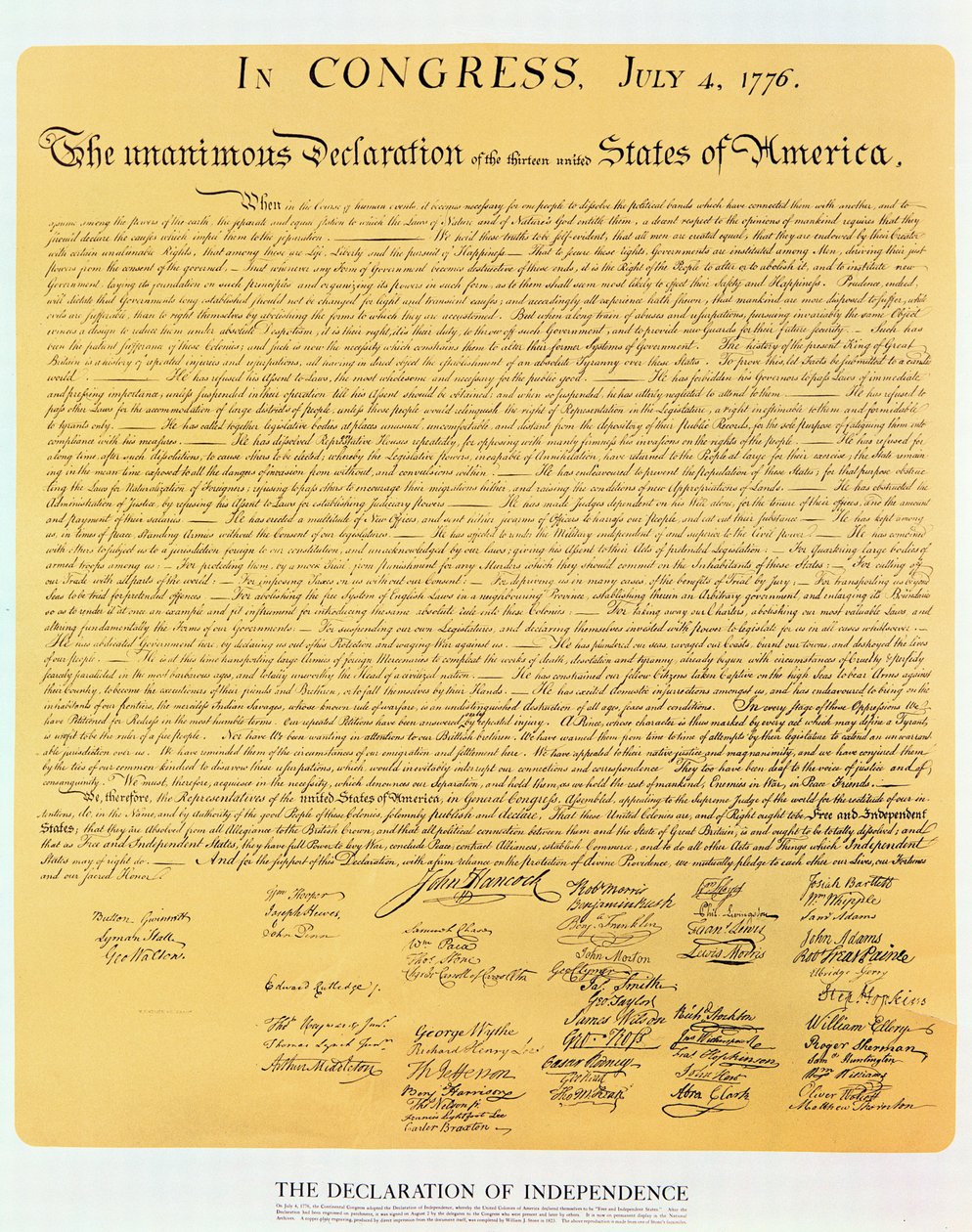 Deklarace nezávislosti 13 Spojených států amerických z roku 1776, 1823 (mědirytina) od American School
