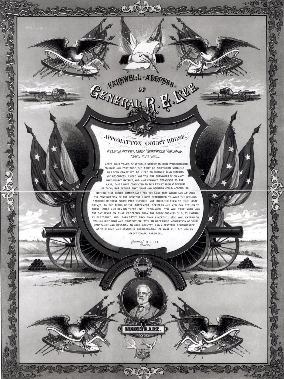 Projev na rozloučenou generála Roberta E. Lee, publikoval Burk a McFetridge, 1883 od American School
