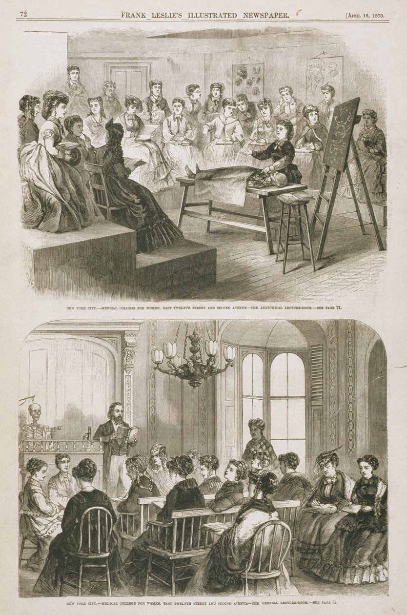 Studentky medicíny navštěvující přednášku, 1870 od American School