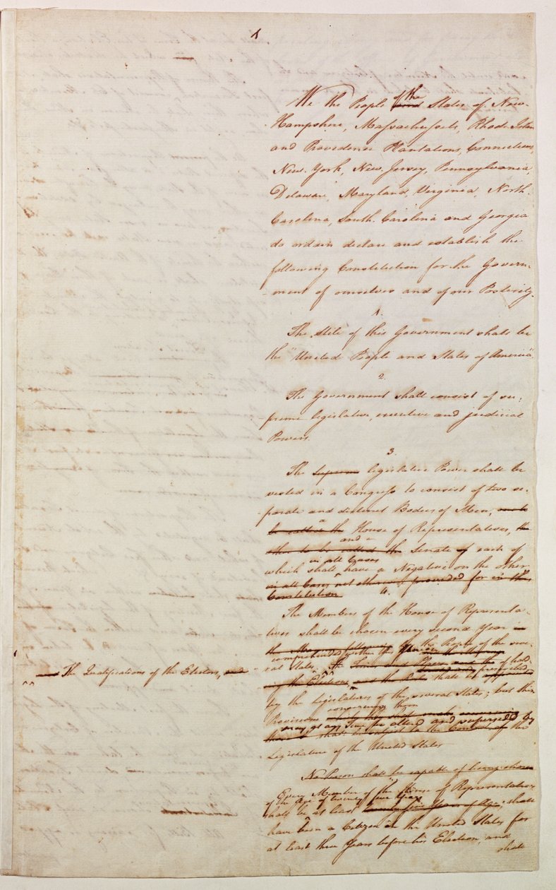 První návrh ústavy Spojených států, 1787 od American School