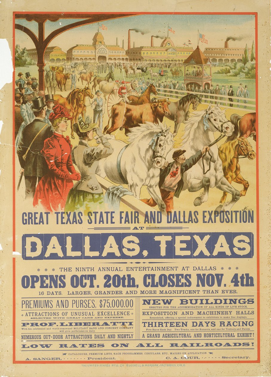 Velký plakát státního veletrhu v Texasu, 1894 od American School