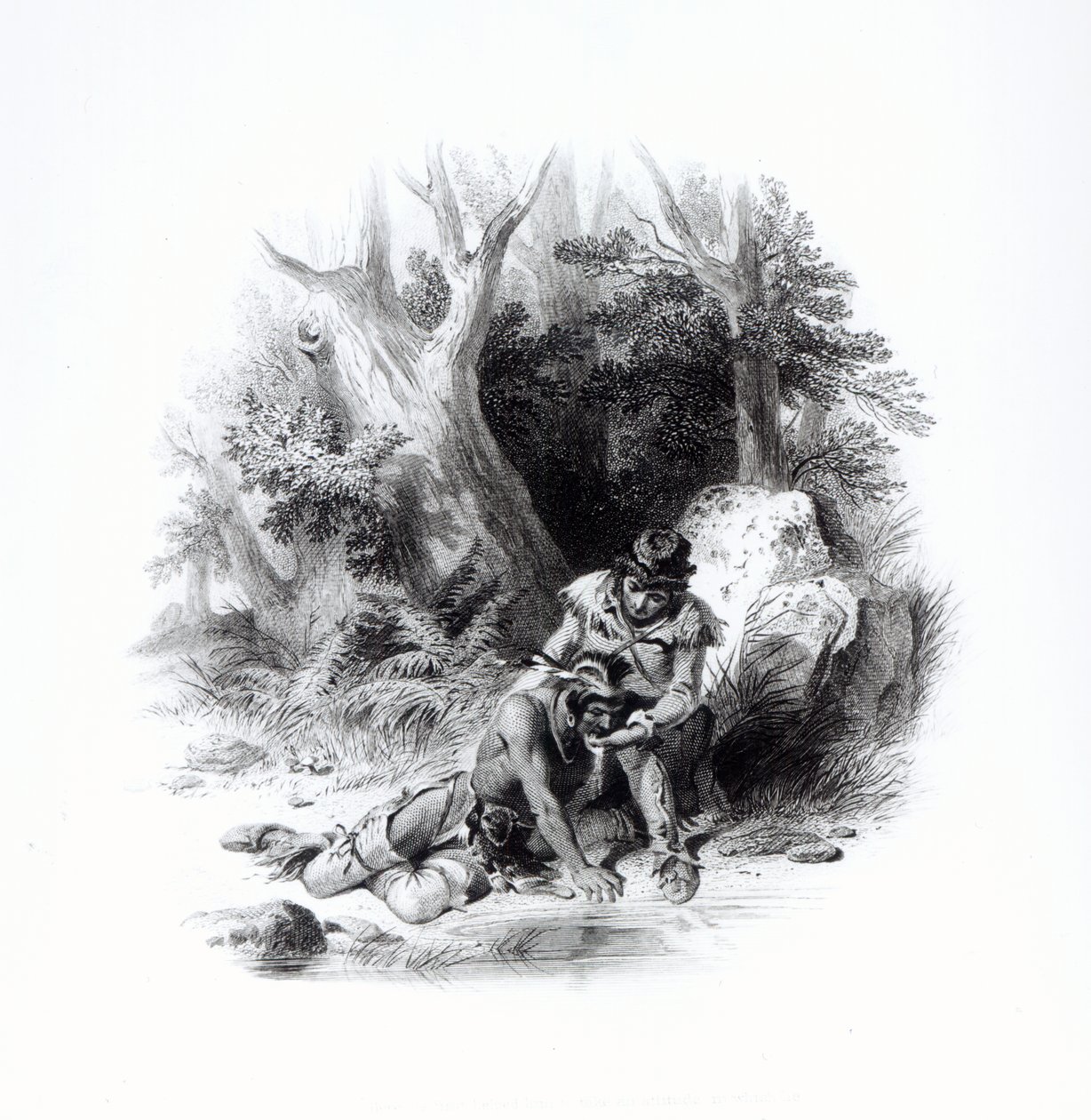 Ilustrace z „Posledního Mohykána“ od Jamese Fenimora Coopera (1789-1851) od American School