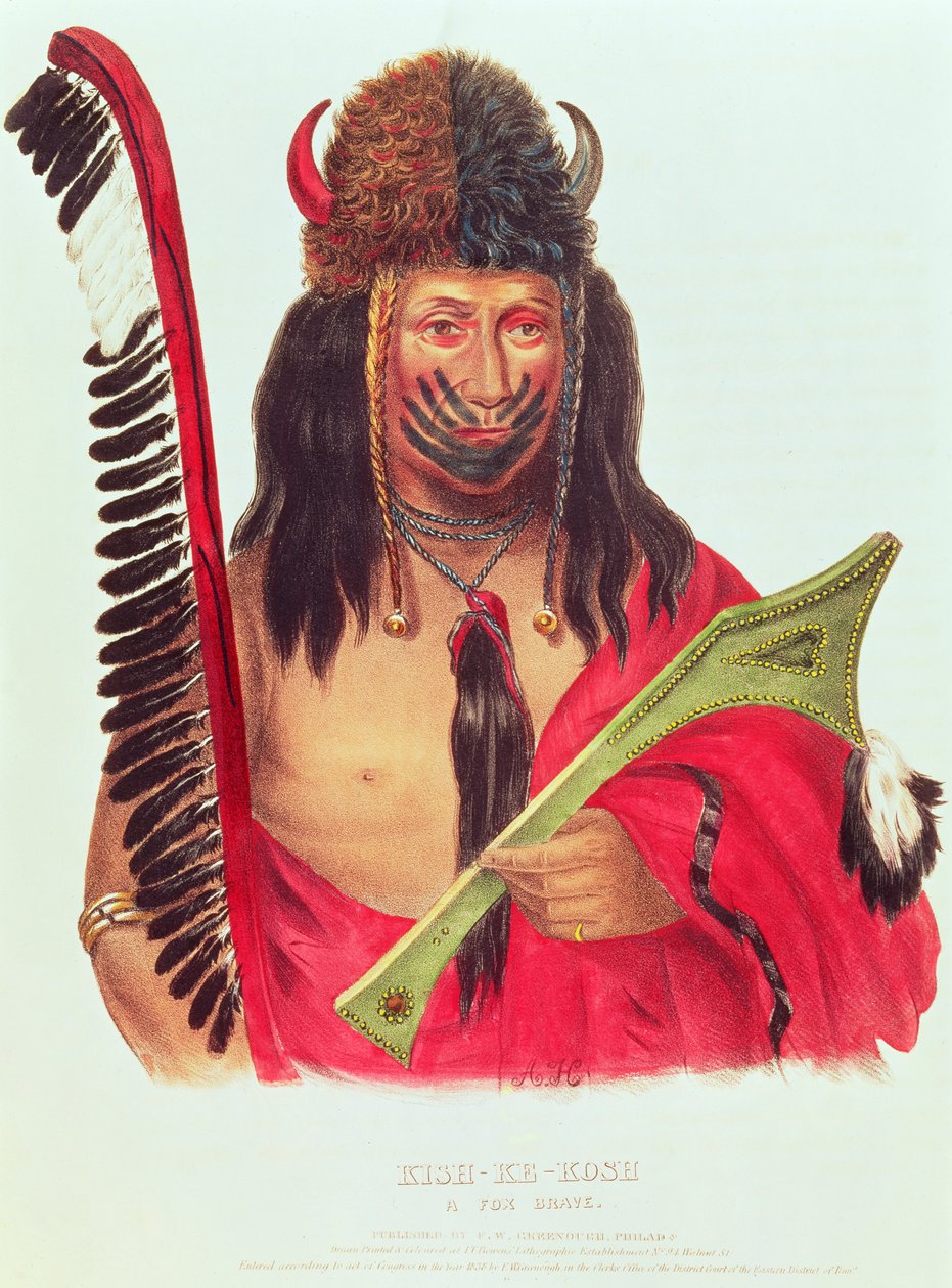 Kish-ke-kosh, liška statečná, 1838-44 od American School