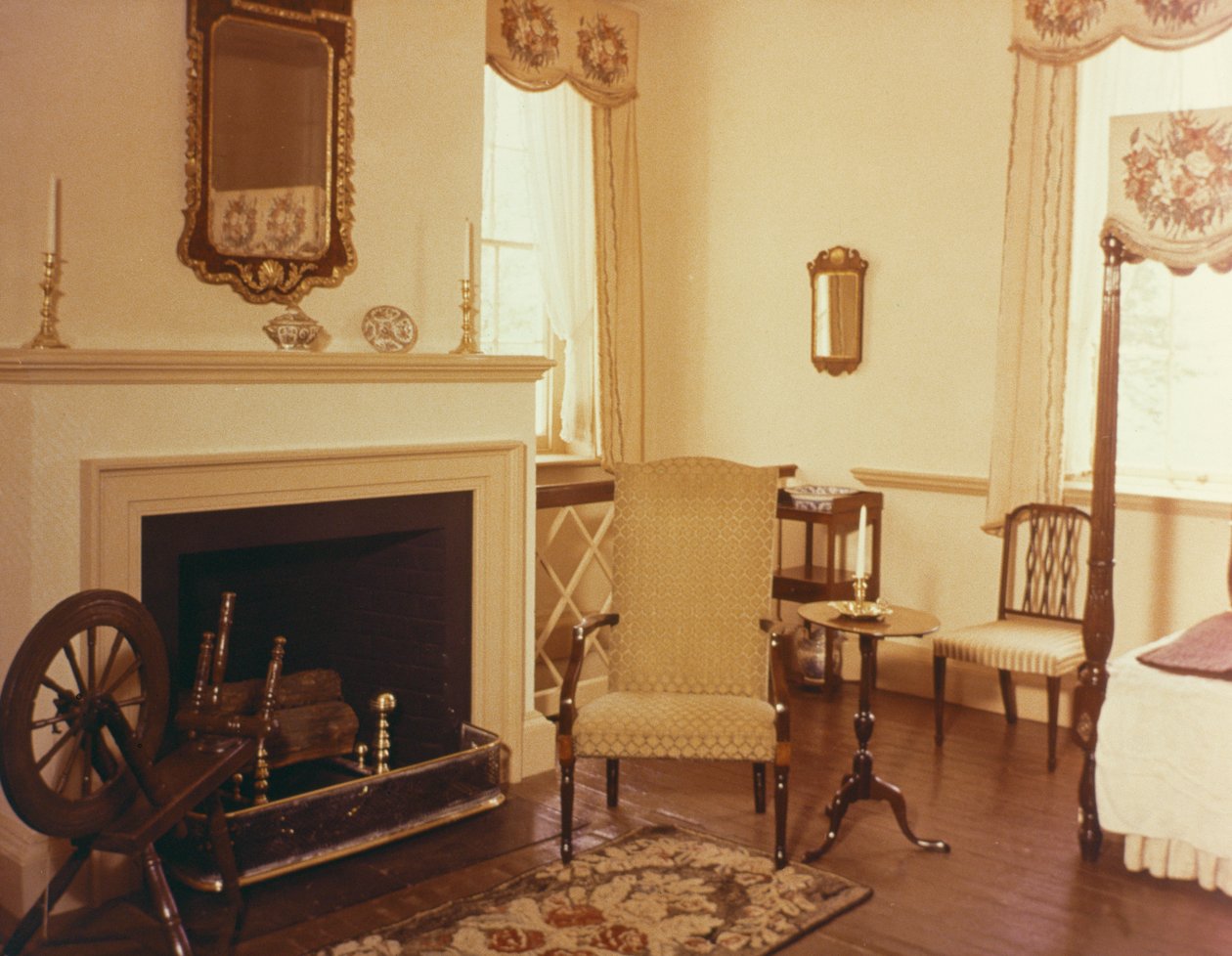 Monticello, domov Thomase Jeffersona, Charlottesville, Virginie, konec 18. století: Interiér jižního pavilonu od American School