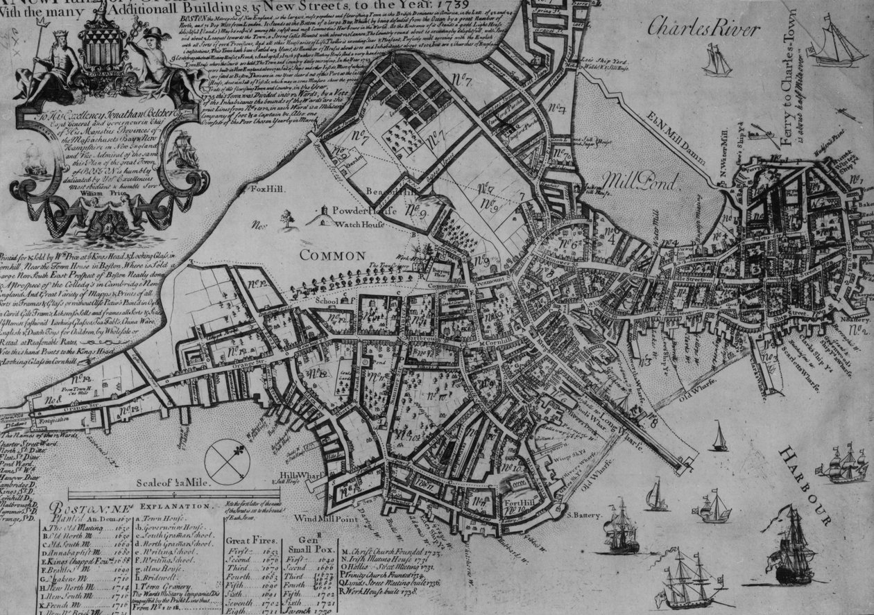 Plán Bostonu, Nová Anglie, 1739 od American School