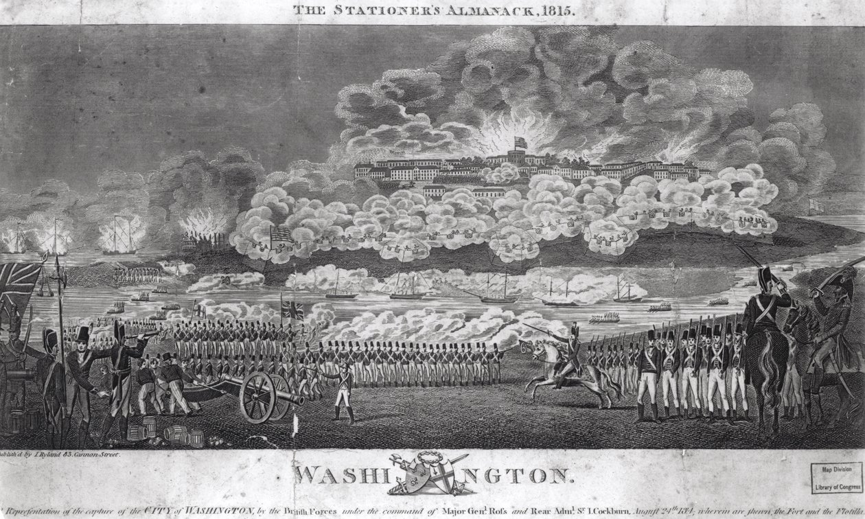 Reprezentace dobytí města Washington britskými silami, 24. srpna 1814, z 