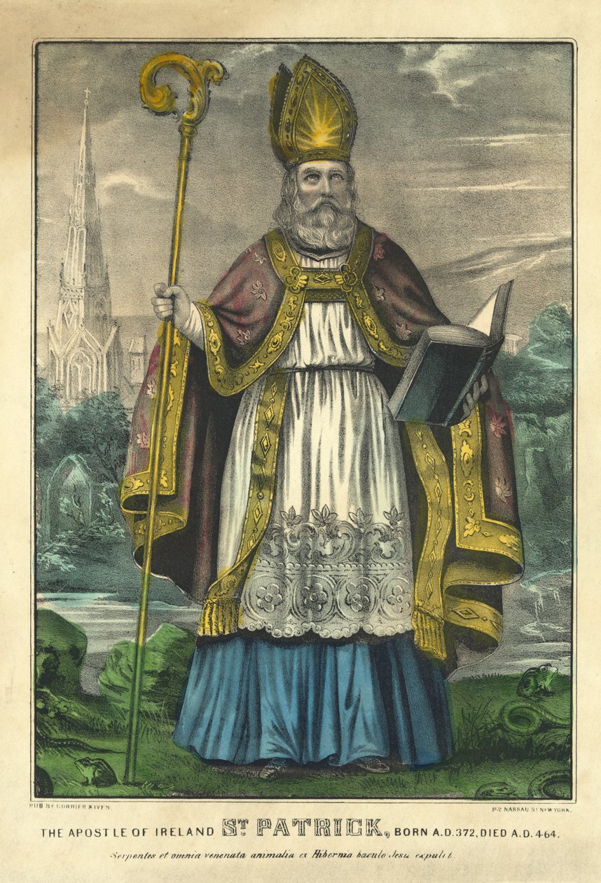 Svatý Patrik, hospoda. Currier & Ives, cca 1860 (ručně kolorovaná rytina) od American School
