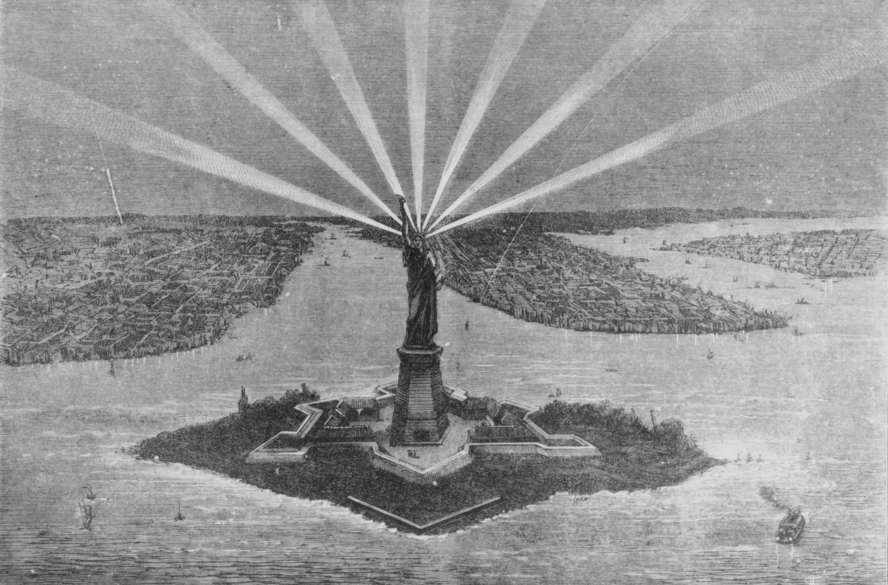 Socha Svobody, z časopisu The Graphic, 27. listopadu 1875 od American School