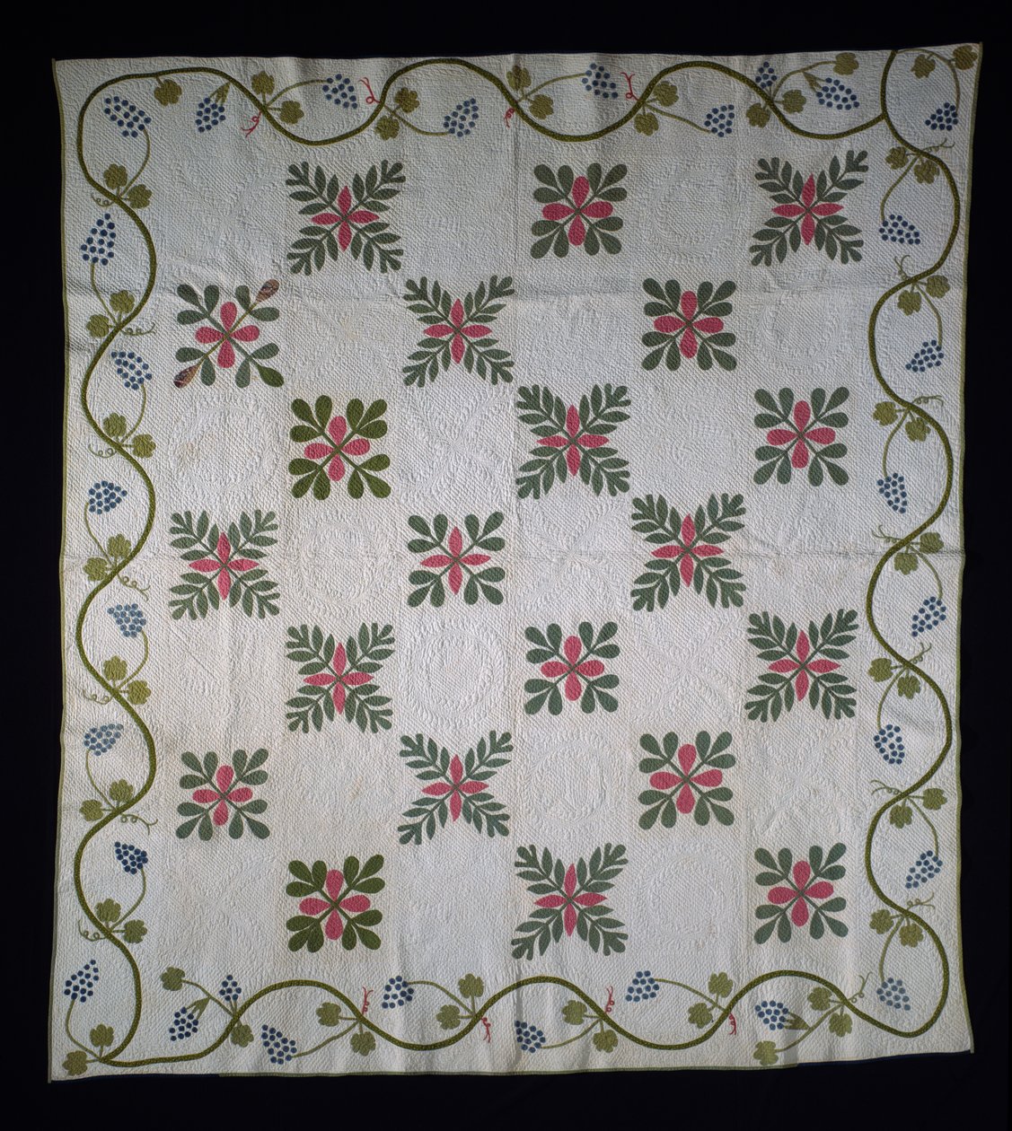 Přikrývka s povrchovou aplikací, cca 1850-70 (bavlna) od American School