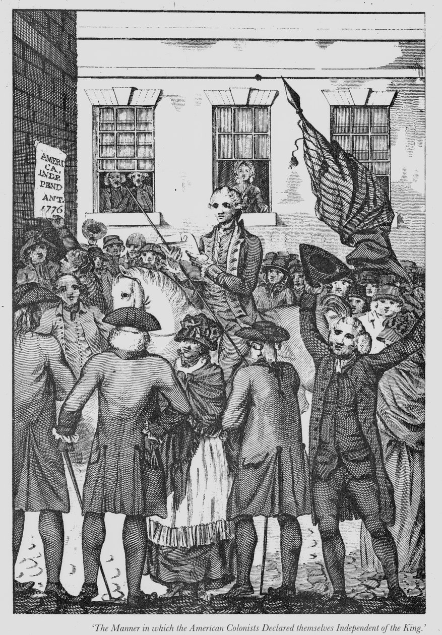 Způsob, jakým se američtí kolonisté prohlásili za nezávislé na králi, 1776 od American School