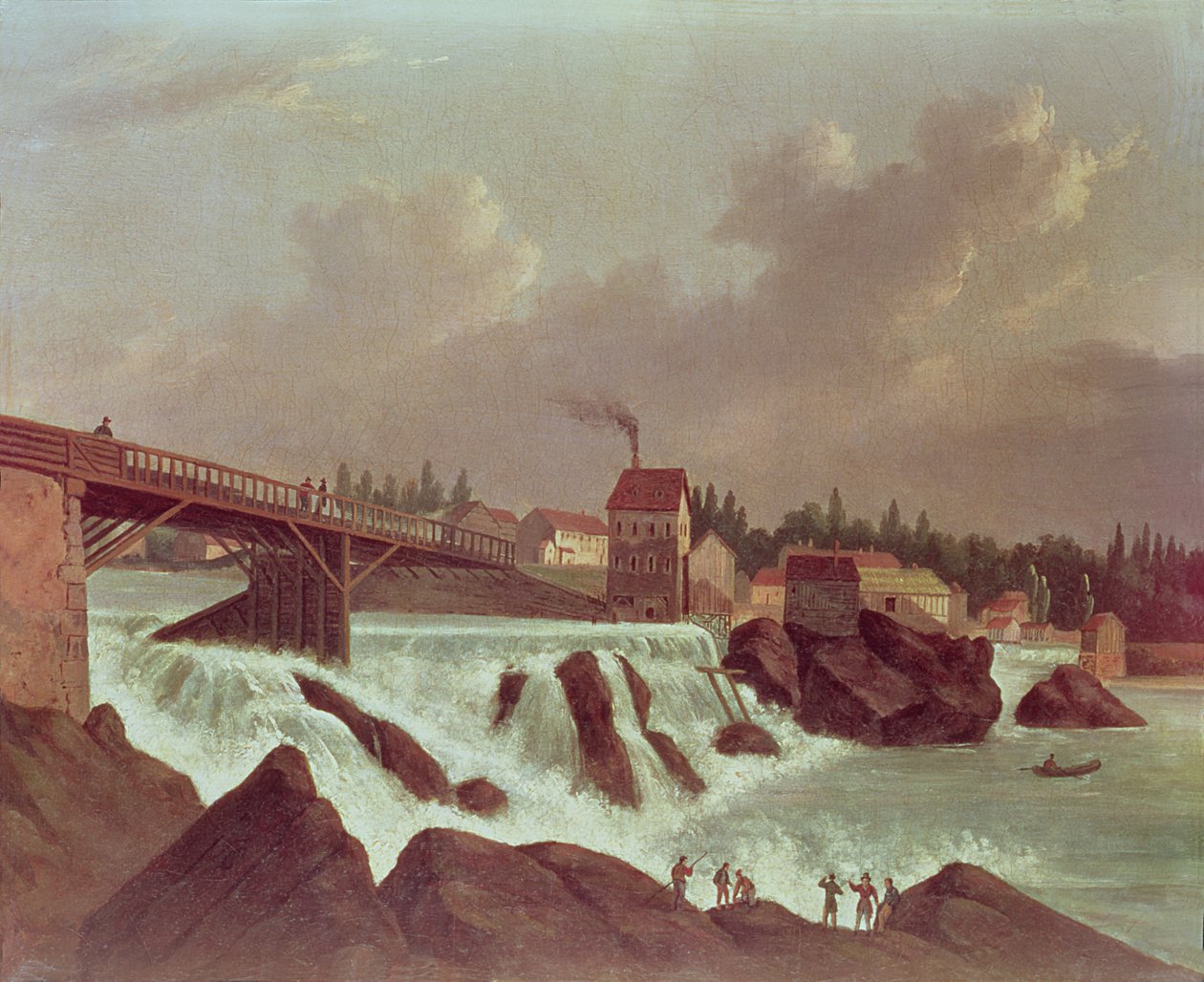 První továrna na bavlnu v Americe, kterou založil Samuel Slater na řece Blackstone v Pawtucket, Rhode Island, kolem roku 1790 od American School