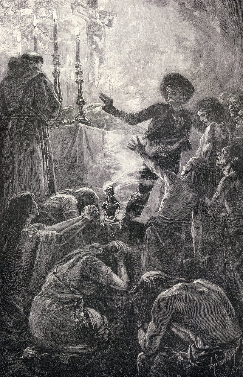 Pohřeb otce Junipera, z časopisu The Century Illustrated Monthly Magazine, květen až říjen 1883 od American School