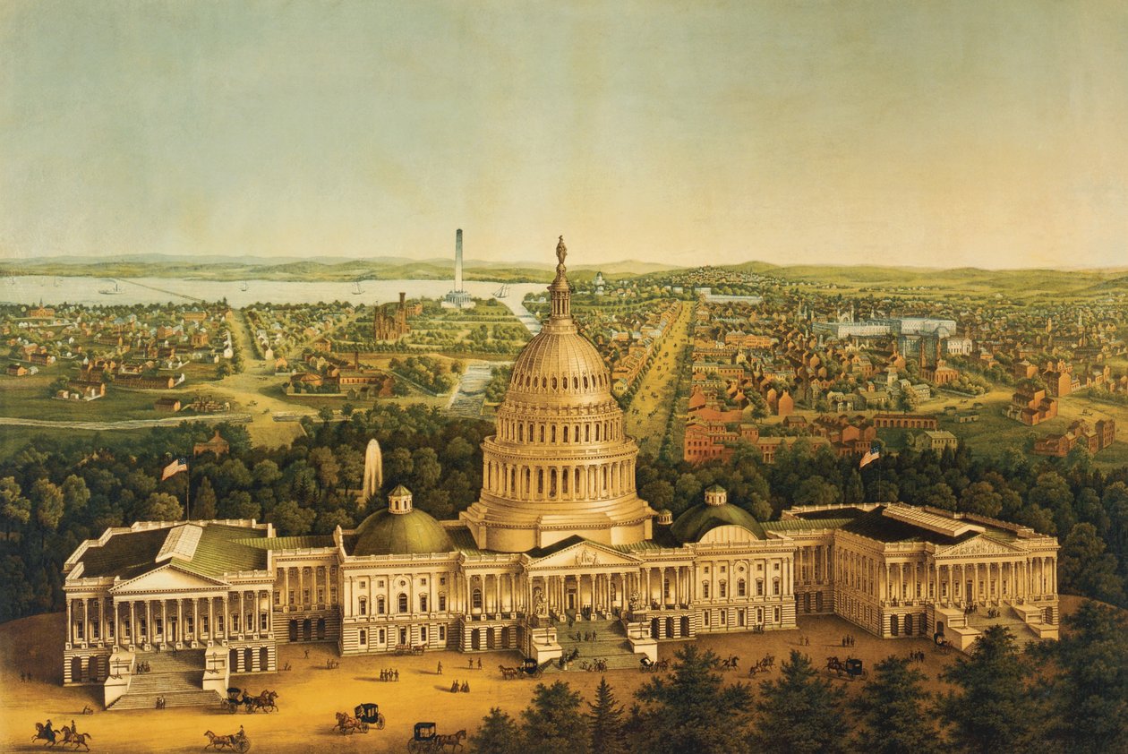 Washington, pohled na město c.1868 od American School