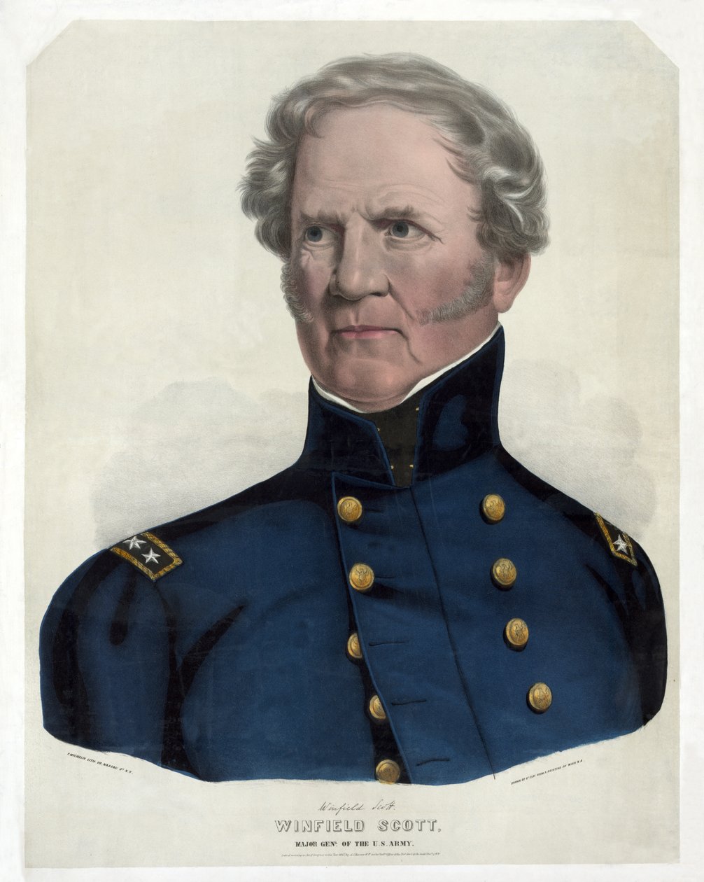 Winfield Scott, generálmajor americké armády, hospoda. 1847 (ručně kolorované lito) od American School