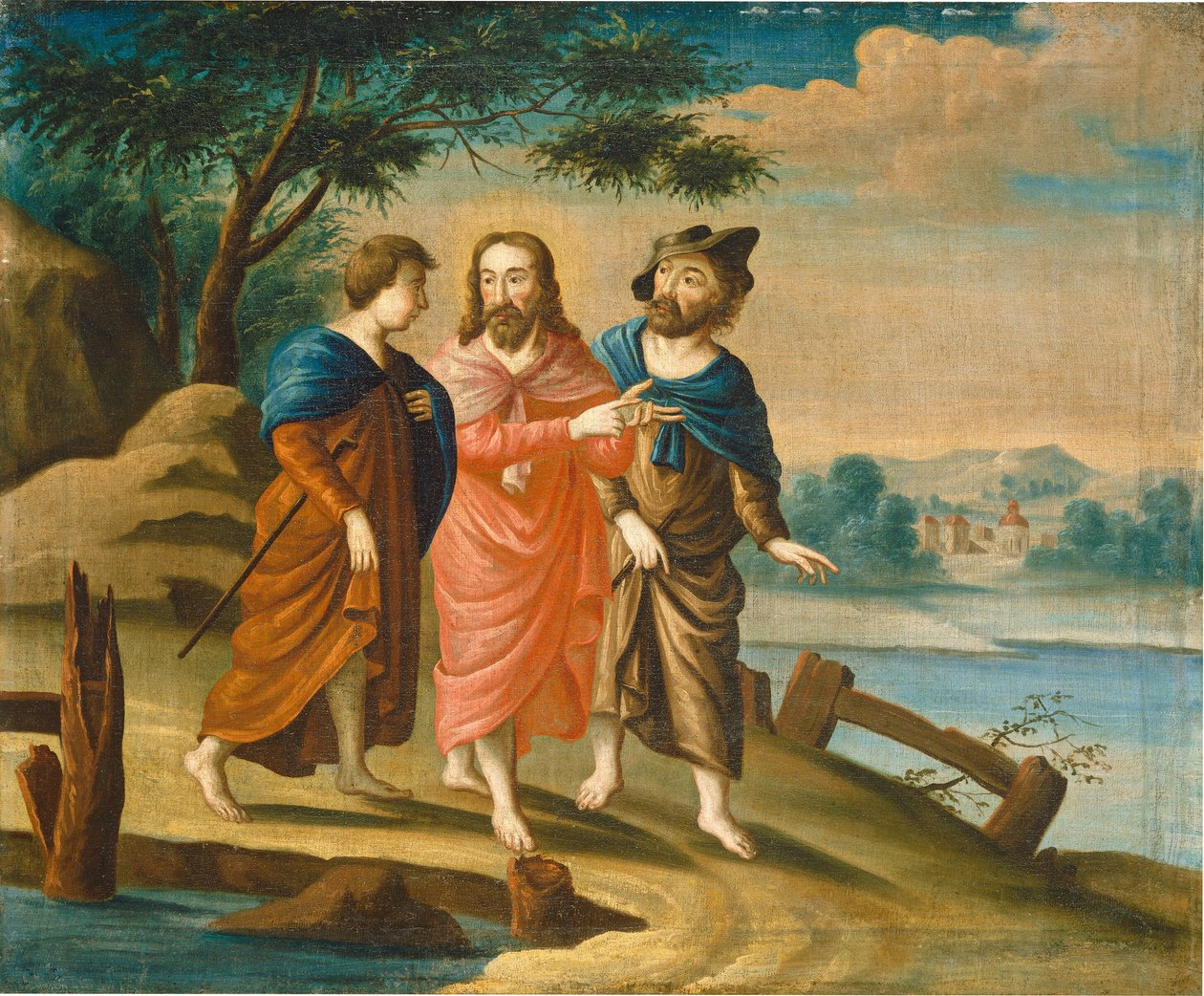 Kristus na cestě do Emauz od American 18th Century
