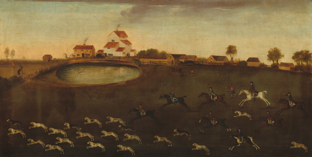 Lovecká scéna s rybníkem od American 18th Century