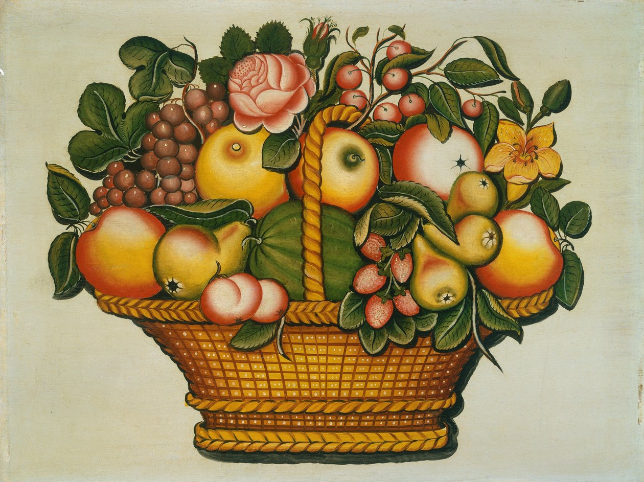 Košík ovoce s květinami od American 19th Century